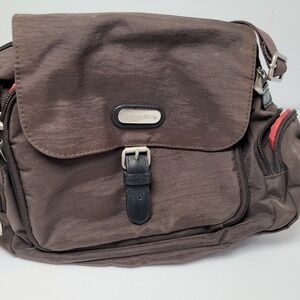 Baggallini Crossbody Messenger Bag Womens Medium Brown Excellent Organized Nylon
